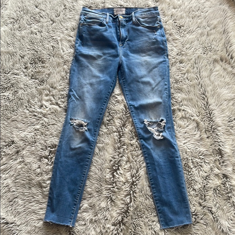FRAME Hise Rise skinny Distressed Women's Jeans